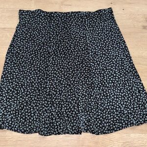 Coldwater Creek Black Skirt with Blue Flowers